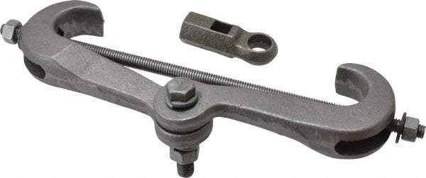 Empire - 0.6" Max Flange Thickness, 3/8" Rod Bottom Flange Mount Beam Clamp with Extension Piece - 610 Lb Capacity, Malleable Iron - Exact Tool & Supply