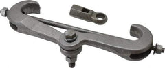 Empire - 0.6" Max Flange Thickness, 3/8" Rod Bottom Flange Mount Beam Clamp with Extension Piece - 610 Lb Capacity, Malleable Iron - Exact Tool & Supply