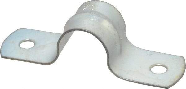 Empire - 3/8 Pipe, Carbon Steel, Galvanized Pipe, Conduit or Tube Strap - 2 Mounting Holes - Exact Tool & Supply