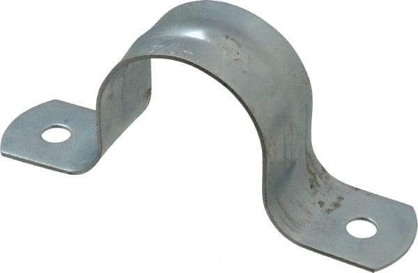 Empire - 1-1/4 Pipe, Carbon Steel, Galvanized Pipe, Conduit or Tube Strap - 2 Mounting Holes - Exact Tool & Supply