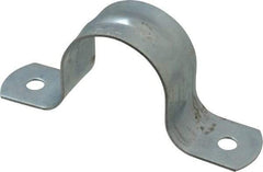 Empire - 1-1/4 Pipe, Carbon Steel, Galvanized Pipe, Conduit or Tube Strap - 2 Mounting Holes - Exact Tool & Supply