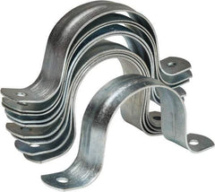 Empire - 2 Pipe, Carbon Steel, Galvanized Pipe, Conduit or Tube Strap - 2 Mounting Holes - Exact Tool & Supply