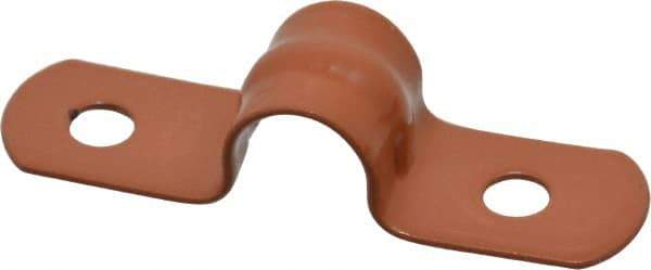 Empire - 1/4 Pipe, Carbon Steel, Copper Plated Pipe, Conduit or Tube Strap - 2 Mounting Holes - Exact Tool & Supply
