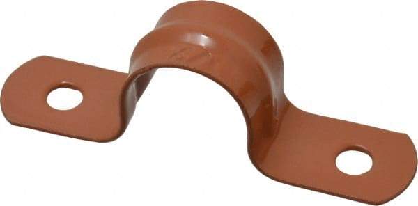 Empire - 1/2 Pipe, Carbon Steel, Copper Plated Pipe, Conduit or Tube Strap - 2 Mounting Holes - Exact Tool & Supply