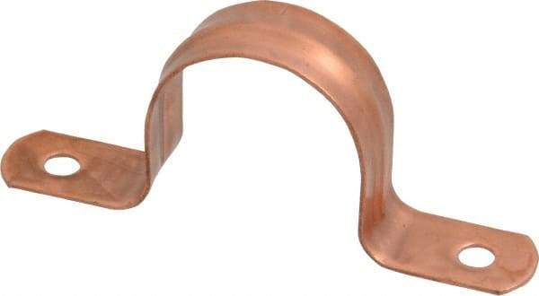 Empire - 1 Pipe, Carbon Steel, Copper Plated Pipe, Conduit or Tube Strap - 2 Mounting Holes - Exact Tool & Supply