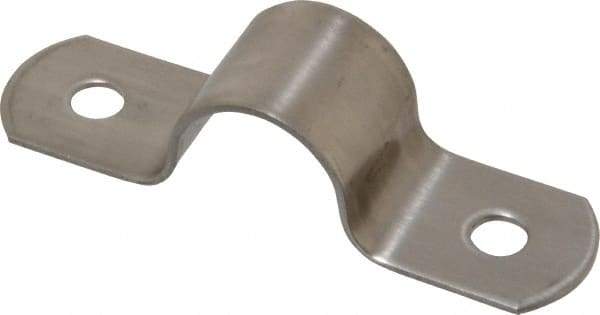 Empire - 1/2 Pipe, Grade 304 Stainless Steel, Pipe, Conduit or Tube Strap - 2 Mounting Holes - Exact Tool & Supply