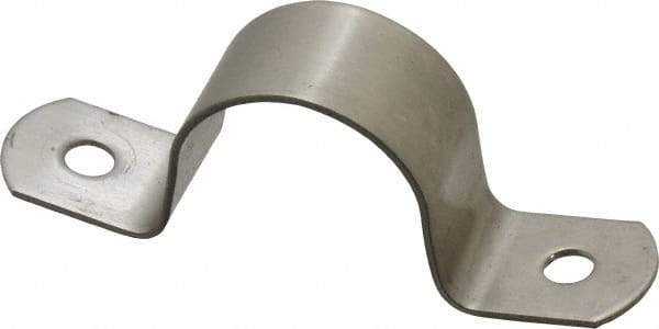 Empire - 1 Pipe, Grade 304 Stainless Steel, Pipe, Conduit or Tube Strap - 2 Mounting Holes - Exact Tool & Supply