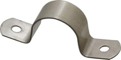 Empire - 1 Pipe, Grade 304 Stainless Steel, Pipe, Conduit or Tube Strap - 2 Mounting Holes - Exact Tool & Supply