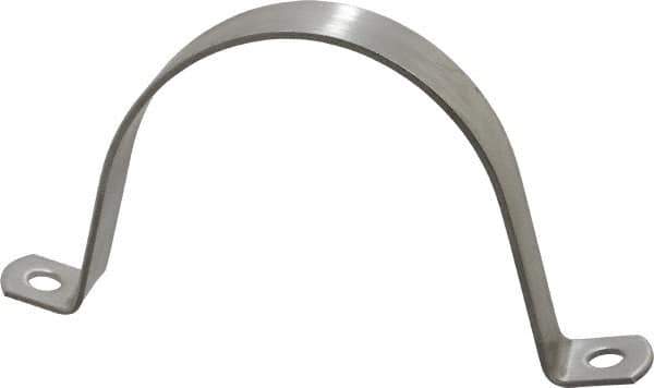 Empire - 4 Pipe, Grade 304 Stainless Steel, Pipe, Conduit or Tube Strap - 2 Mounting Holes - Exact Tool & Supply