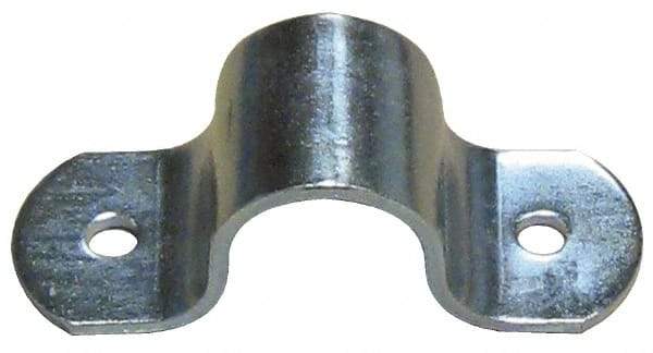 Empire - 1-1/4 Pipe, Carbon Steel, Electro Galvanized Pipe or Tube Strap - 2 Mounting Holes - Exact Tool & Supply
