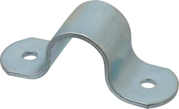 Empire - 3/4 Pipe, Carbon Steel, Electro Galvanized Pipe or Tube Strap - 2 Mounting Holes - Exact Tool & Supply