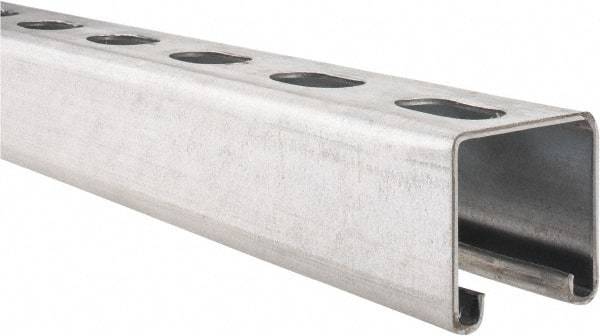 Empire - 10' Long x 1-5/8" Wide x 1-5/8" High, 14 Gauge, Carbon Steel, Punched Framing Channel & Strut - Pre-Galvanized - Exact Tool & Supply