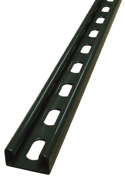 Empire - 10' Long x 1-5/8" Wide x 13/16" High, 14 Gauge, Carbon Steel, Punched Framing Channel & Strut - Green Painted - Exact Tool & Supply