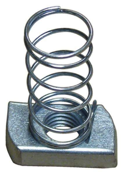 Empire - 5/8" Rod, Electro Galvanized Carbon Steel Spring Strut Nut - Used for Attaching Hanger Rod or Other Accessories to Strut - Exact Tool & Supply