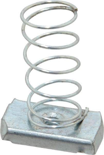 Empire - 1/4" Rod, Electro Galvanized Carbon Steel Spring Strut Nut - Used for Attaching Hanger Rod or Other Accessories to Strut - Exact Tool & Supply