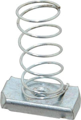 Empire - 1/4" Rod, Electro Galvanized Carbon Steel Spring Strut Nut - Used for Attaching Hanger Rod or Other Accessories to Strut - Exact Tool & Supply
