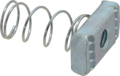Empire - 3/8" Rod, Electro Galvanized Carbon Steel Spring Strut Nut - Used for Attaching Hanger Rod or Other Accessories to Strut - Exact Tool & Supply