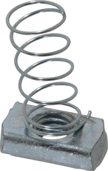 Empire - 1/2" Rod, Electro Galvanized Carbon Steel Spring Strut Nut - Used for Attaching Hanger Rod or Other Accessories to Strut - Exact Tool & Supply