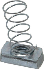 Empire - 1/2" Rod, Electro Galvanized Carbon Steel Spring Strut Nut - Used for Attaching Hanger Rod or Other Accessories to Strut - Exact Tool & Supply