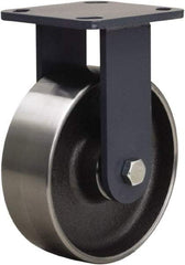 Hamilton - 6" Diam x 2" Wide x 7-1/2" OAH Top Plate Mount Rigid Caster - Forged Steel, 2,000 Lb Capacity, Tapered Roller Bearing, 4 x 4-1/2" Plate - Exact Tool & Supply