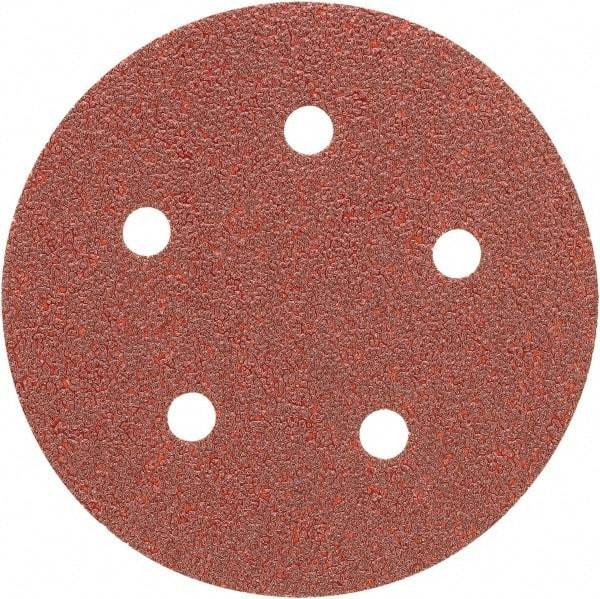 Porter-Cable - 5" Diam, 120 Grit Aluminum Oxide Adhesive PSA Disc - Fine Grade, Tan, C Weighted Backing, Flexible, 13,000 Max RPM - Exact Tool & Supply