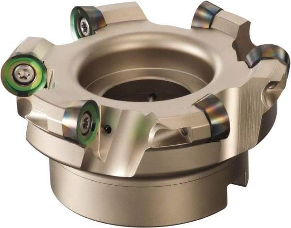 Sumitomo - 6" Cut Diam, 1/2" Max Depth, 1-1/2" Arbor Hole, 8 Inserts, QPMT 8424 Insert Style, Indexable Copy Face Mill - WRCX Cutter Style, 2-1/2 High, Series WaveMill - Exact Tool & Supply