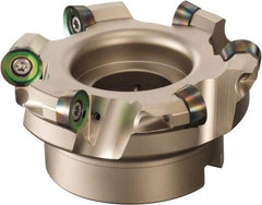 Sumitomo - 4" Cut Diam, 1/2" Max Depth, 1-1/4" Arbor Hole, 6 Inserts, QPMT 8424 Insert Style, Indexable Copy Face Mill - WRCX Cutter Style, 2" High, Series WaveMill - Exact Tool & Supply