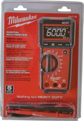 Milwaukee Tool - 2217-20, CAT III, 600 VAC/VDC, Digital True RMS Auto Ranging Multimeter - 40 mOhm, Measures Voltage, Capacitance, Current, Frequency, Resistance, Temperature - Exact Tool & Supply