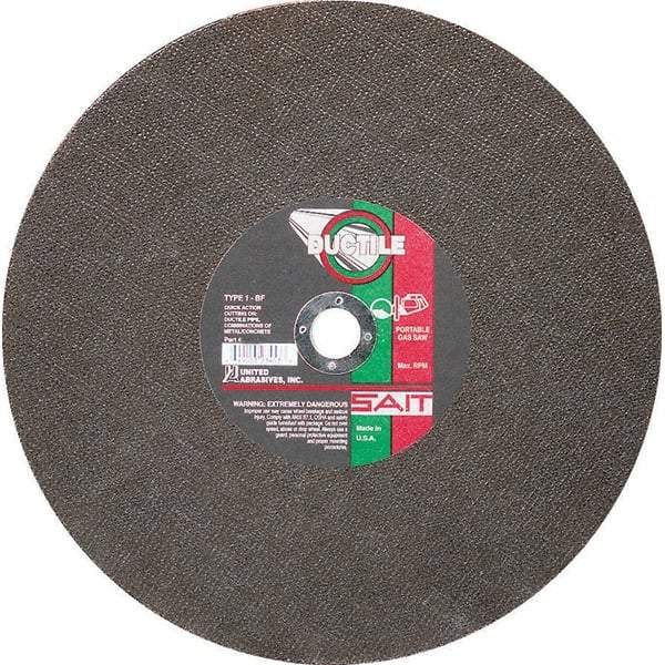 Sait - 14" Aluminum Oxide Cutoff Wheel - 1/8" Thick, 20mm Arbor, 5,460 Max RPM, Use with Portable Tools - Exact Tool & Supply