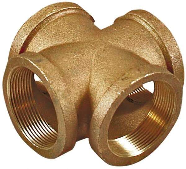 Merit Brass - Class 125, 1-1/2" Internal Pipe, Lead Free Brass Cross - FNPT - Exact Tool & Supply