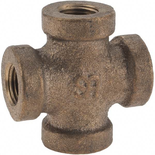 Merit Brass - Class 125, 1/8" Internal Pipe, Brass Cross - All FNPT - Exact Tool & Supply