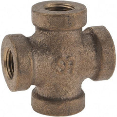 Merit Brass - Class 125, 1/8" Internal Pipe, Brass Cross - All FNPT - Exact Tool & Supply