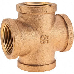 Merit Brass - Class 125, 1-1/4" Internal Pipe, Brass Cross - All FNPT - Exact Tool & Supply