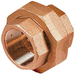 Merit Brass - Class 125, 1-1/2" Internal Pipe, Brass Union - FBSPT x FBSPT - Exact Tool & Supply