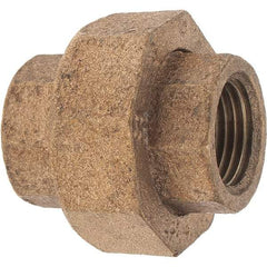 Merit Brass - Class 125, 1/2" Internal Pipe, Brass Union - FNPT x FNPT - Exact Tool & Supply