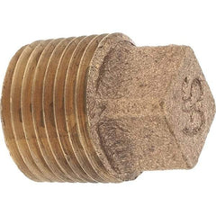 Merit Brass - Class 125, 3/8" Internal Pipe, Brass Square Head Plug - MNPT - Exact Tool & Supply