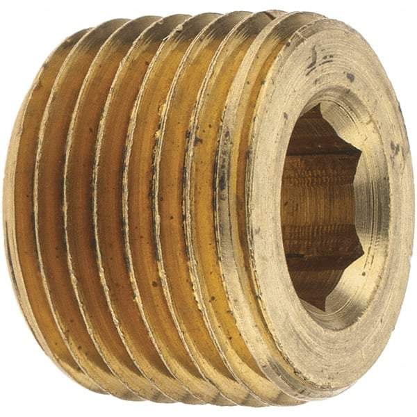 Merit Brass - Class 125, 1/2" Internal Pipe, Brass Countersunk Plug - MNPT - Exact Tool & Supply