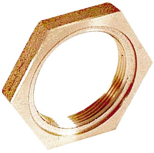 Merit Brass - Class 125, 3/8" Internal Pipe, Lead Free Brass Locknut - FNPT - Exact Tool & Supply