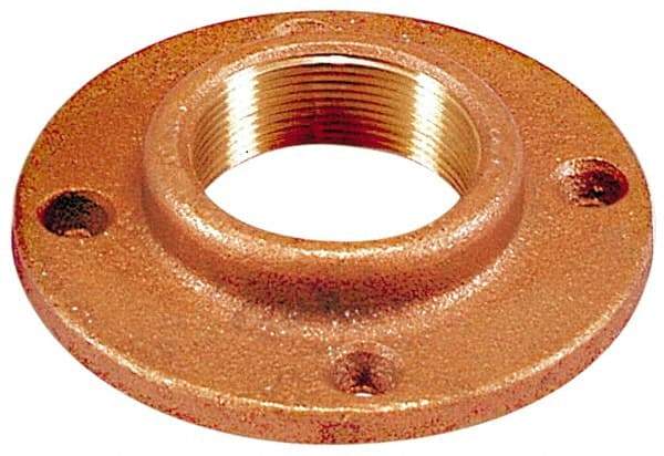Merit Brass - 2" Pipe, 6" OD, 1" Hub Length, Brass & Chrome Plated, Companion Pipe Flange - 4-3/4" Across Bolt Hole Centers, 3/4" Bolt Hole, Class 125 - Exact Tool & Supply