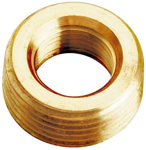 Merit Brass - Class 125, 1/2 x 3/8" Internal Pipe, Lead Free Brass Face Bushing - MNPT x FNPT - Exact Tool & Supply