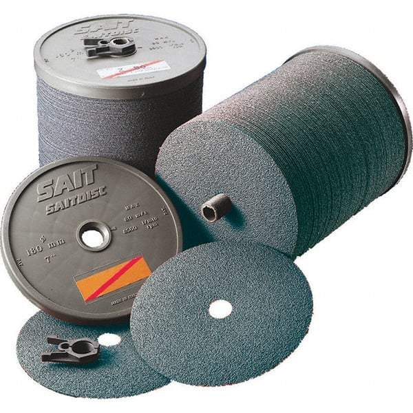 Sait - 4-1/2" Diam 7/8" Hole 36 Grit Fiber Disc - Very Coarse Grade, Zirconia Alumina, 11,000 Max RPM, Series Z - Exact Tool & Supply