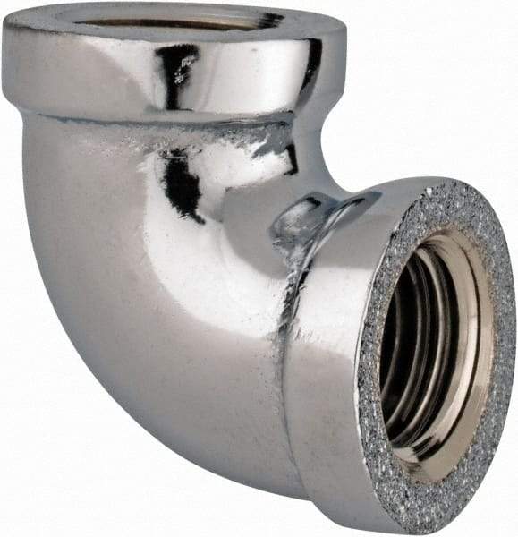Merit Brass - Class 125, 1/4" Internal Pipe, Red Brass & Chrome 90° Street Elbow - FNPT x FNPT - Exact Tool & Supply