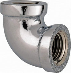 Merit Brass - Class 125, 1/4" Internal Pipe, Red Brass & Chrome 90° Street Elbow - FNPT x FNPT - Exact Tool & Supply