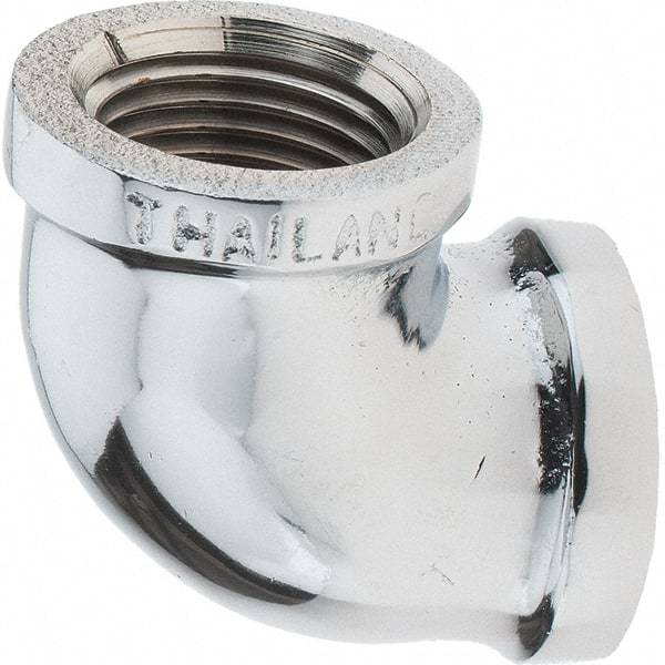 Merit Brass - Class 125, 1/2" Internal Pipe, Red Brass & Chrome 90° Street Elbow - FNPT x FNPT - Exact Tool & Supply