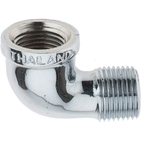 Merit Brass - Class 125, 1/2" Internal Pipe, Red Brass & Chrome 90° Street Elbow - FNPT x MNPT - Exact Tool & Supply