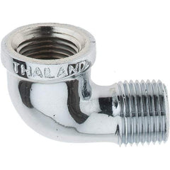 Merit Brass - Class 125, 1/2" Internal Pipe, Red Brass & Chrome 90° Street Elbow - FNPT x MNPT - Exact Tool & Supply