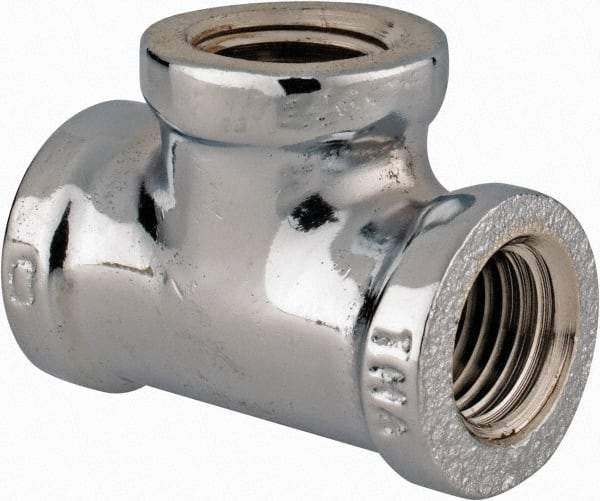 Merit Brass - Class 125, 1/4" Internal Pipe, Red Brass & Chrome Tee - FNPT x FNPT - Exact Tool & Supply