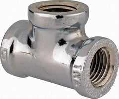 Merit Brass - Class 125, 1/4" Internal Pipe, Red Brass & Chrome Tee - FNPT x FNPT - Exact Tool & Supply