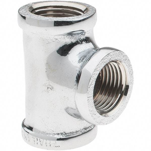 Merit Brass - Class 125, 1/2" Internal Pipe, Red Brass & Chrome Tee - FNPT x FNPT - Exact Tool & Supply