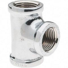 Merit Brass - Class 125, 1/2" Internal Pipe, Red Brass & Chrome Tee - FNPT x FNPT - Exact Tool & Supply